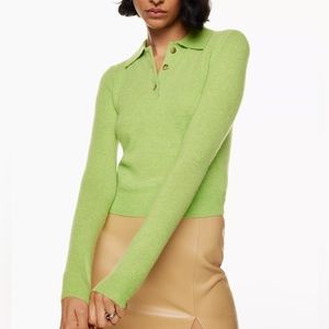 NWT Aritzia Liteluxe Cashmere Florence Sweater in Heather Cucamelon Lime Green